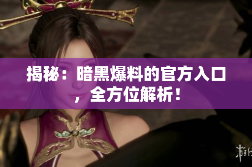 揭秘：暗黑爆料的官方入口，全方位解析！
